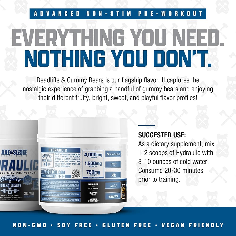 Axe & Sledge Hydraulic Stim-Free Pre-Workout Powder for Men & Women