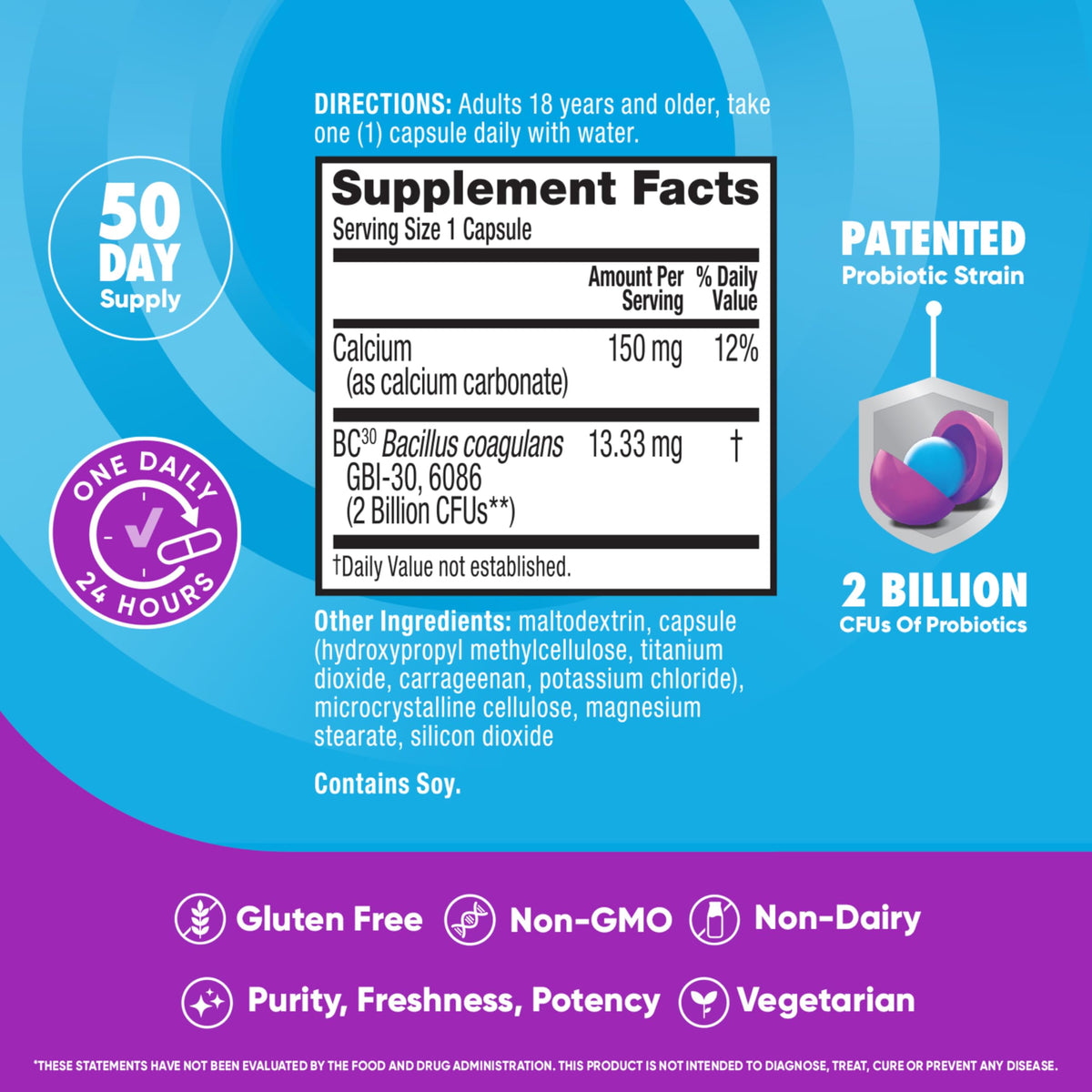 Digestive Advantage Daily Probiotics BC-30 - 50 Capsules - image 4