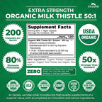 Zazzee USDA Organic Milk Thistle 50:1 Extract - 200 Capsules - image 3