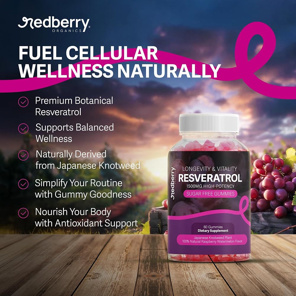 Redberry Organics Resveratrol 1500mg Gummies - 60 Count - image 4