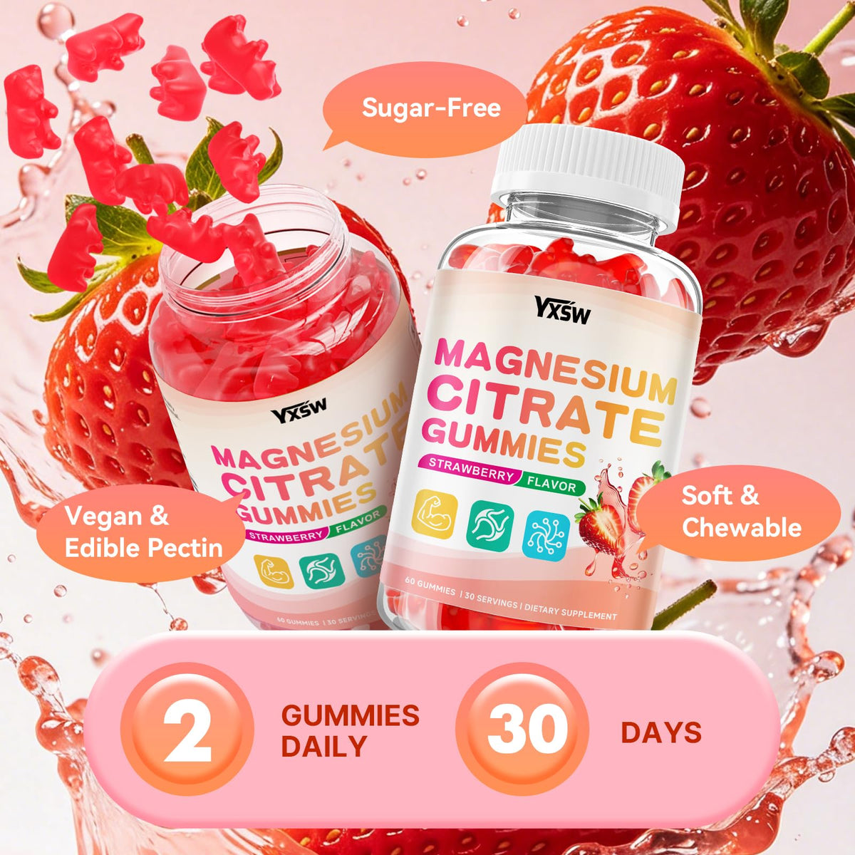 YXSW Magnesium Citrate Gummies 600mg - 60 Count - image 7
