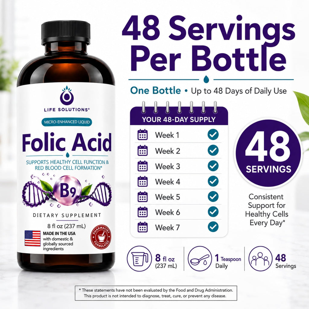 Life Solutions Liquid Vitamin B9 Folic Acid 800mcg Berry - 8oz - image 5