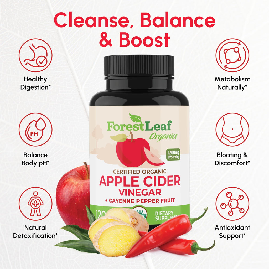 ForestLeaf Apple Cider Vinegar Capsules 1200 mg - 120 Capsules - image 2