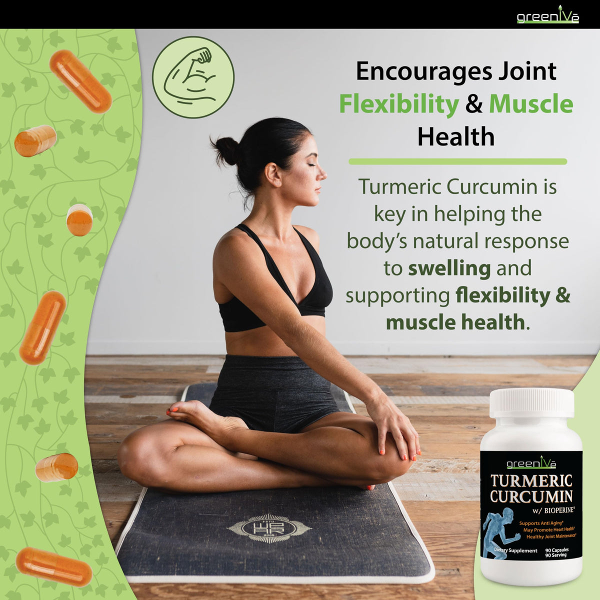 GreenIVe Turmeric Curcumin with BioPerine 1500mg - 90 Vegetarian Capsules - image 3