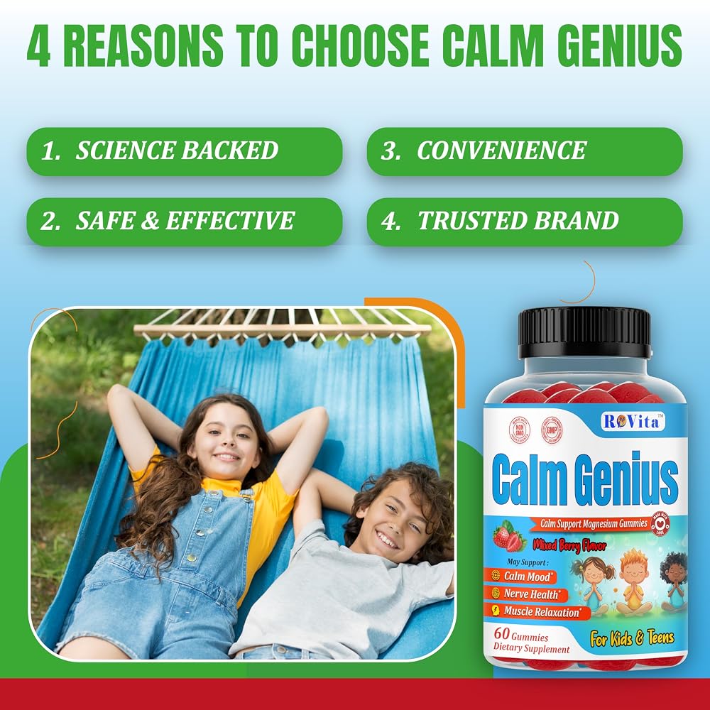 ROVita Calm Genius Magnesium Citrate Gummies for Kids - 60 Count - image 7
