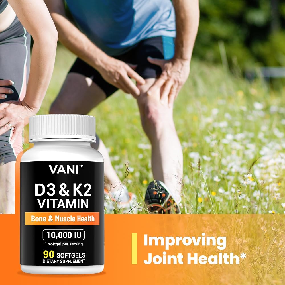 VANI Vitamin D3 10000 IU + K2 MK-7 Bone Support - 90 Softgels - image 4