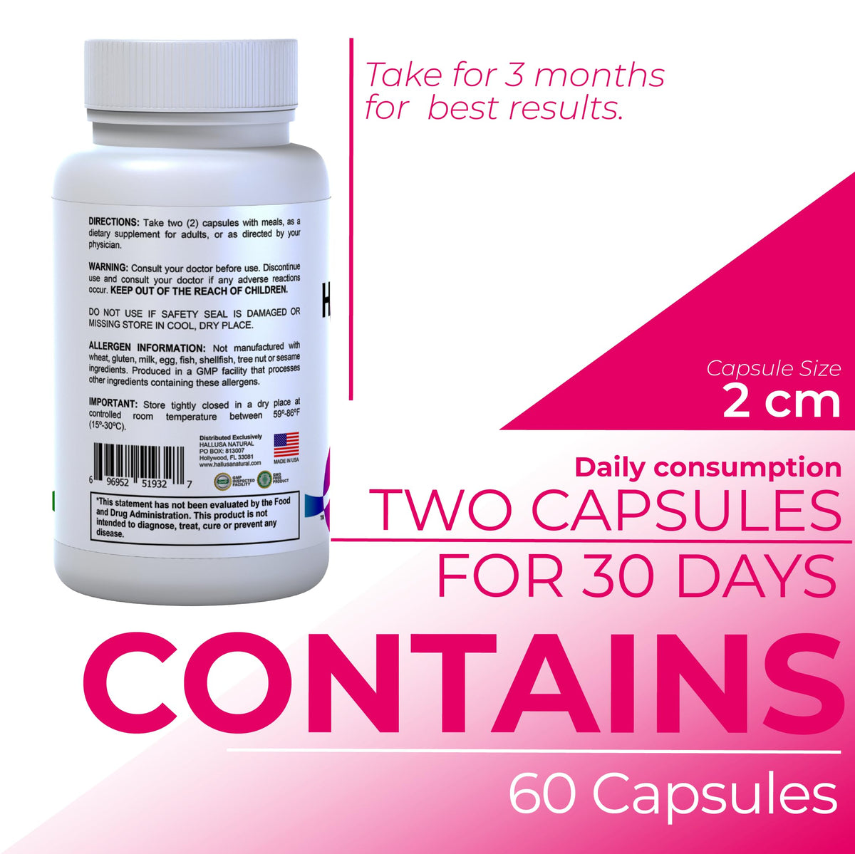 Hallusa Natural Multivitamin for Women, Hair Skin Nails & Immune Support - image 5