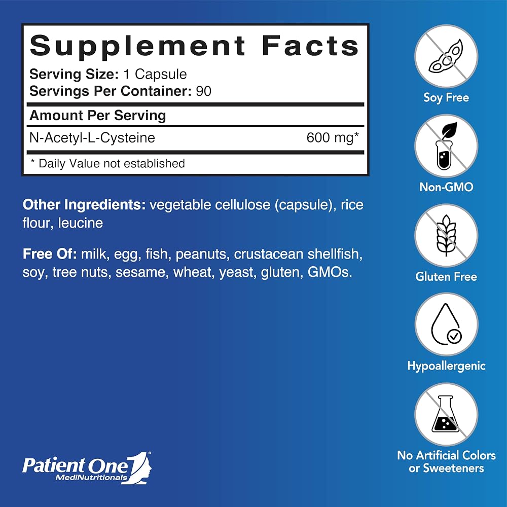 Patient One NAC 600 mg Antioxidant Support - 90 Capsules - image 2