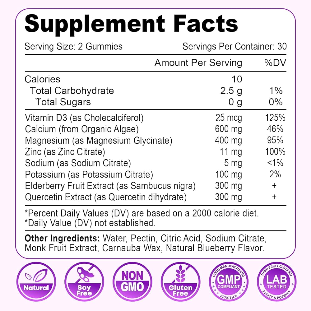 VZOXAINS Calcium Magnesium Zinc Gummies