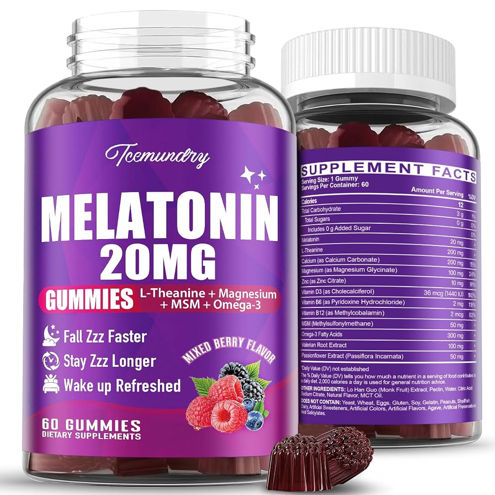 Tcemundry Melatonin Gummies 20mg for Adults - Maximum Strength