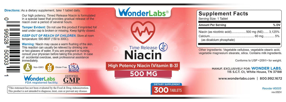 Wonder Laboratories Niacin 500 Mg Time Release