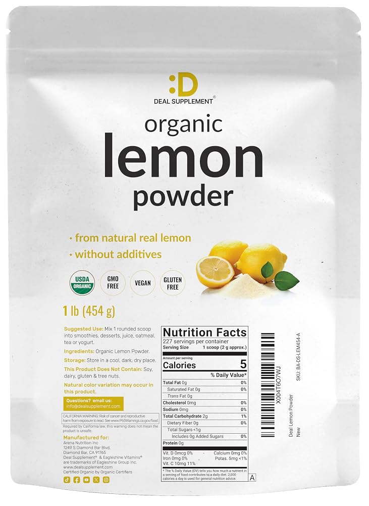 DEAL SUPPLEMENT Organic Lemon Powder Vitamin C - 1 Pound - image 6
