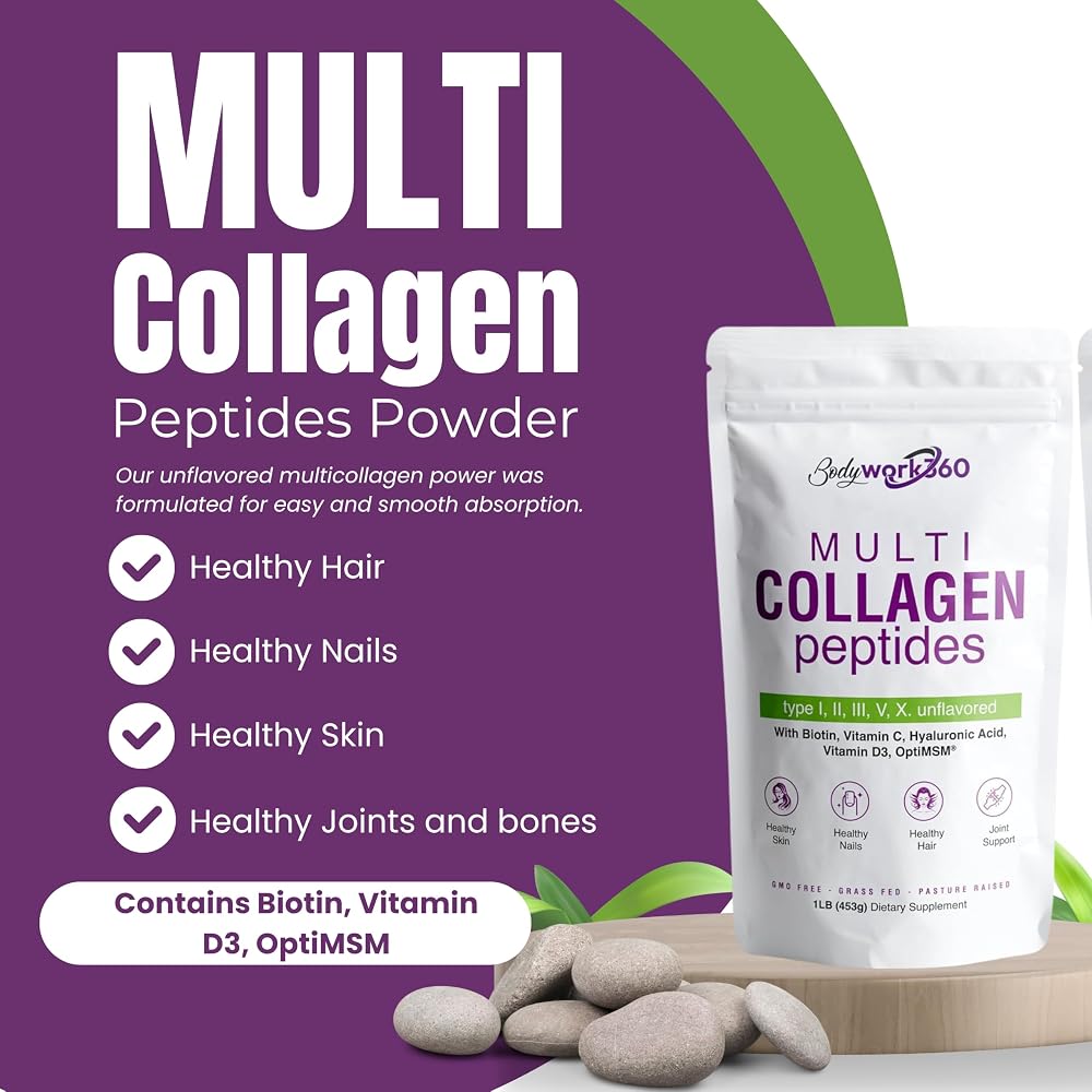 BODYWORK360 Multi Collagen Peptides Powder - 16 oz - image 2