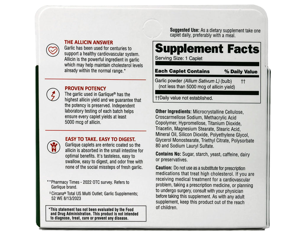 Garlique Cardiovascular Dietary Supplement - 30 Caplets - image 6