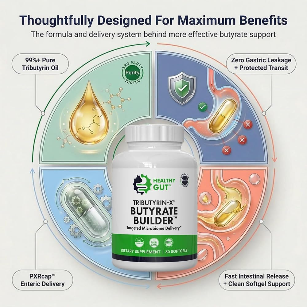 Healthy Gut Tributyrin-X Butyrate Supplement - 30 Softgels - image 8