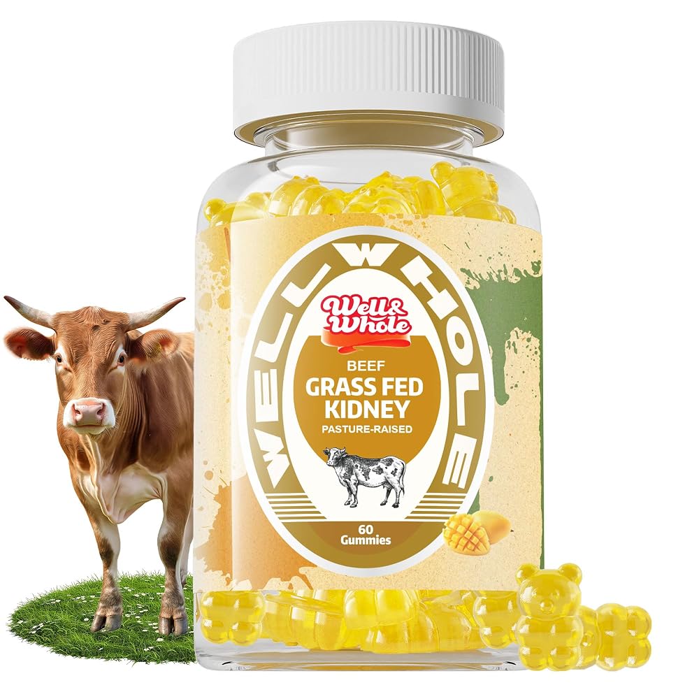 Well&Whole Grass Fed Beef Kidney Gummies DAO Support - 60 Count