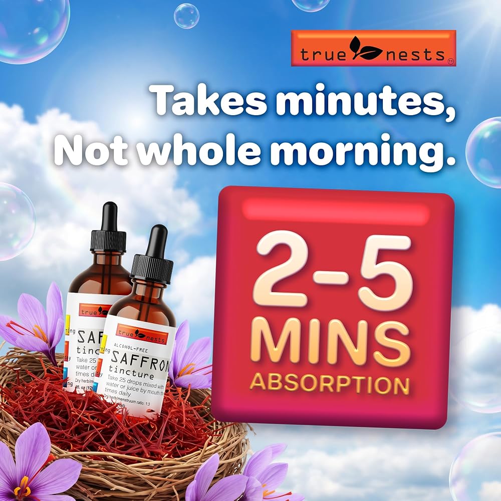 True Nests Organic Saffron Tincture Pure Extract Drops - 2 oz - image 3