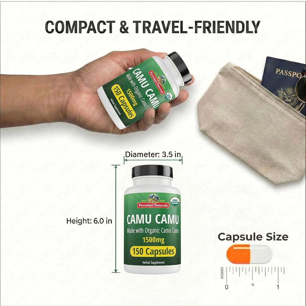 Peruvian Naturals Organic Vitamin C from Camu Camu - 150 Capsules - image 6