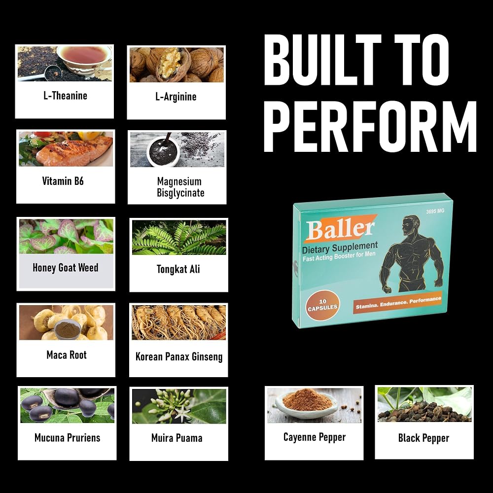 GLADTON Baller Men's Stamina & Performance Support - 10 Capsules - image 2