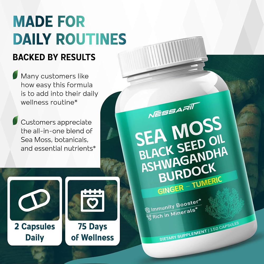 Nessarit Complete 16-in-1 Sea Moss Blend Capsules - 150 Count - image 6