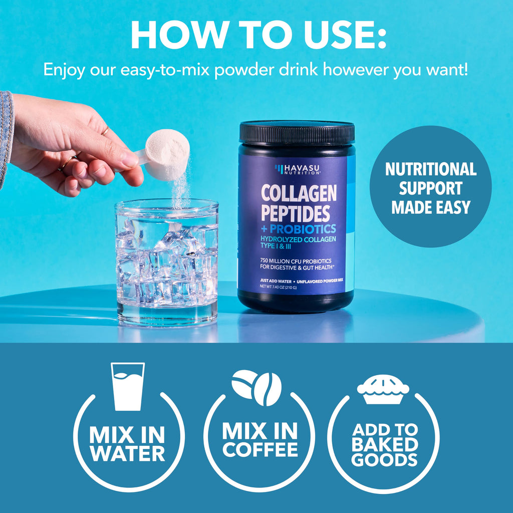 Havasu Nutrition Collagen Peptides Powder with Probiotics - 7.4 oz - image 9