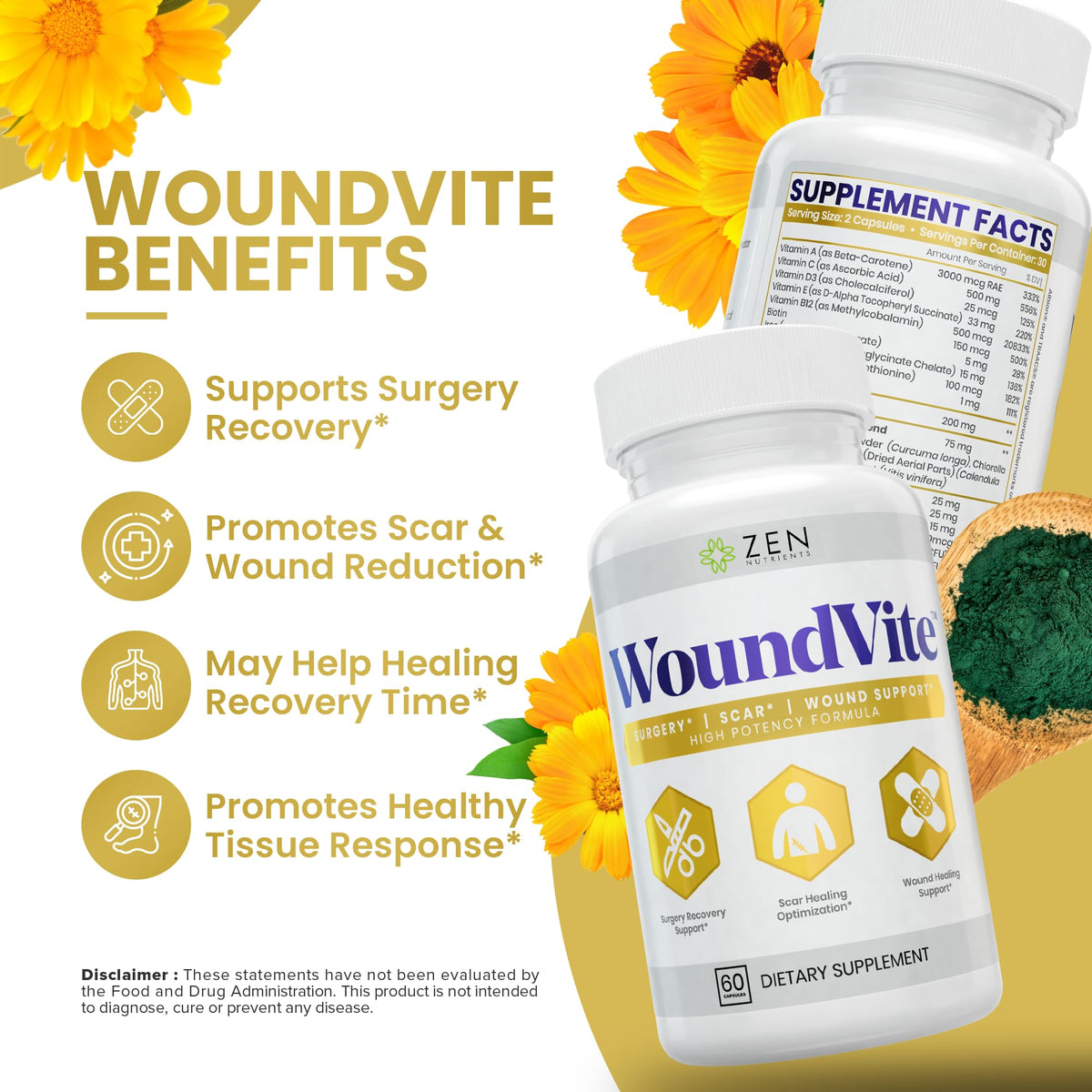 Zen Nutrients WoundVite Pre & Post Surgery Support - 60 Vegan Capsules - image 7