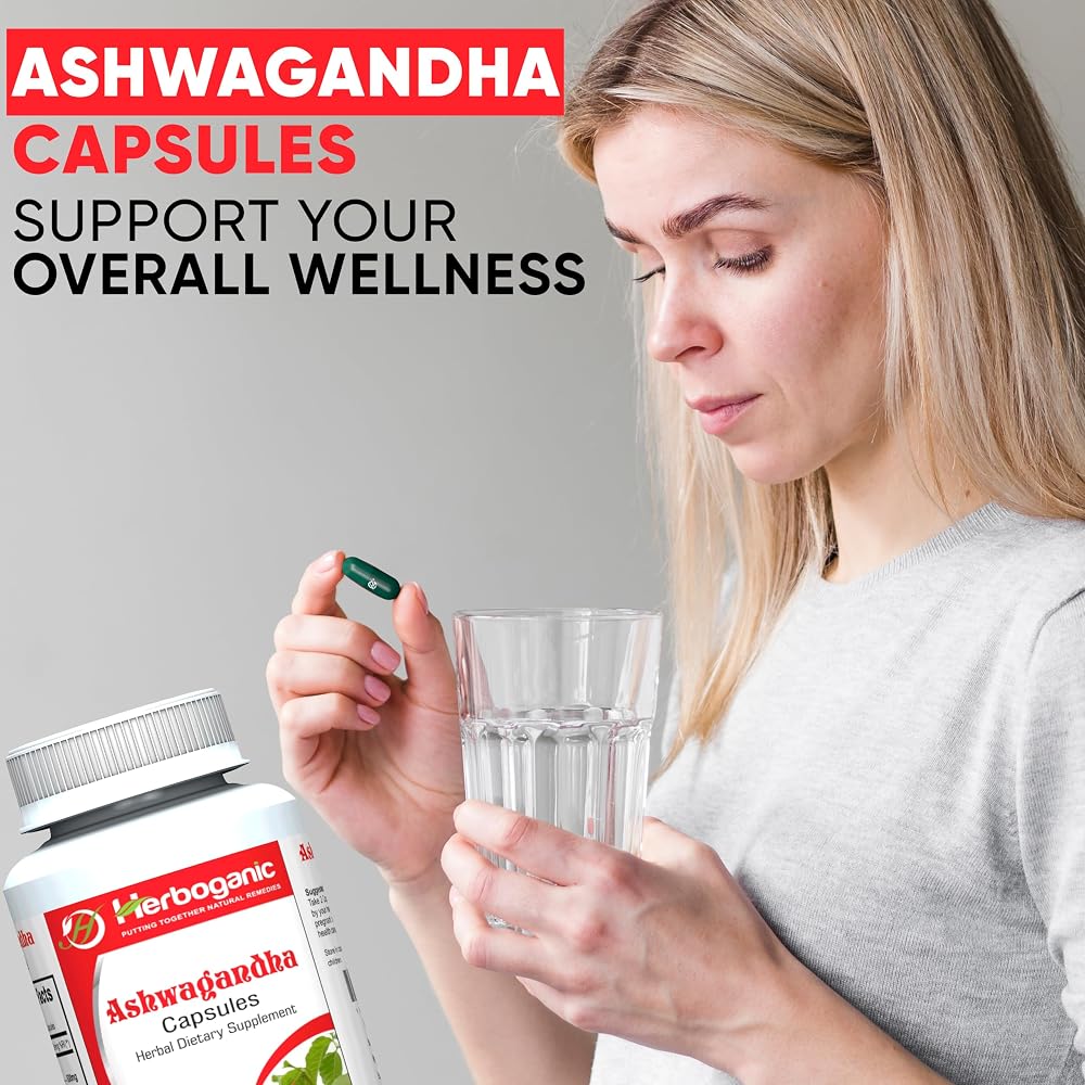 HERBOGANIC Ashwagandha 500mg Capsules - 60 Vegetarian Capsules - image 7