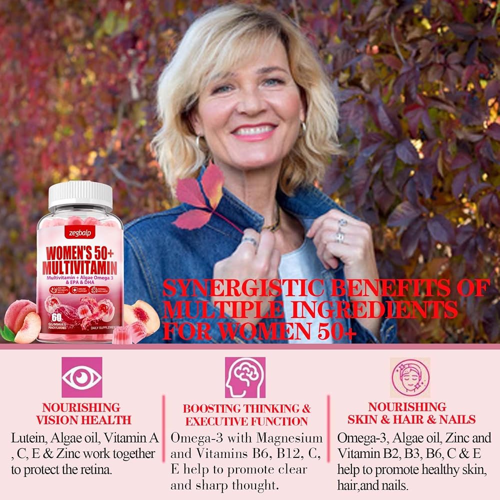 ZEGBALP Sugar-Free Womens Multivitamin 50 Plus Gummies with Calcium