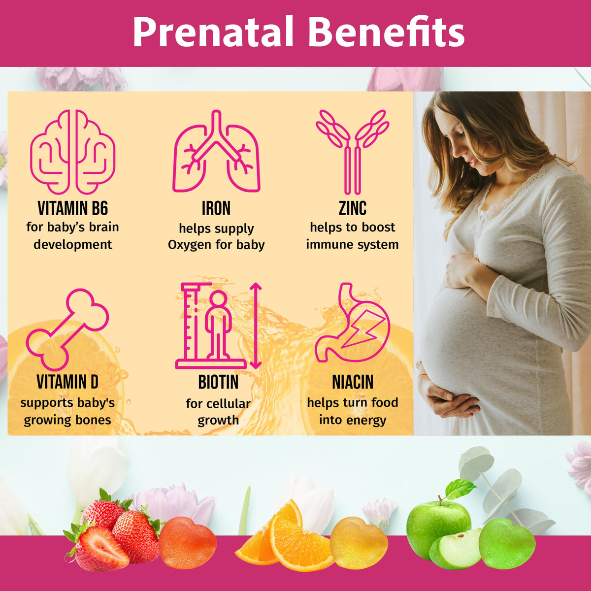 MonesAli Halal Prenatal Vitamins Gummies with Folic Acid & DHA - 90 Gummies - image 4