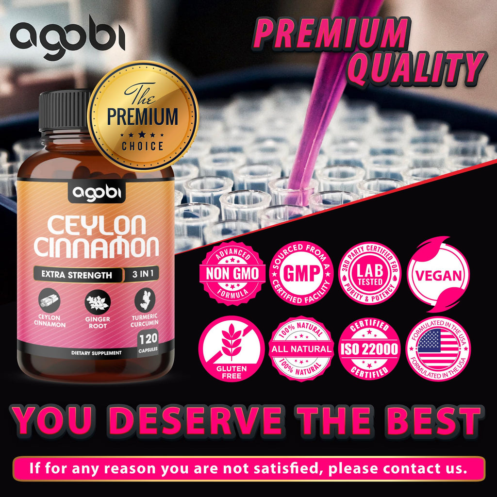agobi Ceylon Cinnamon Capsules with Ginger & Turmeric - 120 Capsules - image 6
