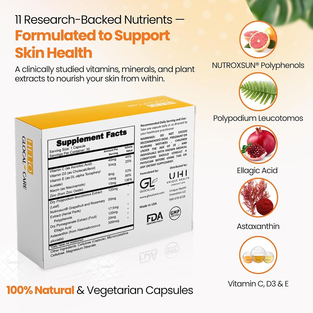 GlocalCare Helio Antioxidant Sun Defense & Skin Rejuvenation - 30 Capsules - image 2