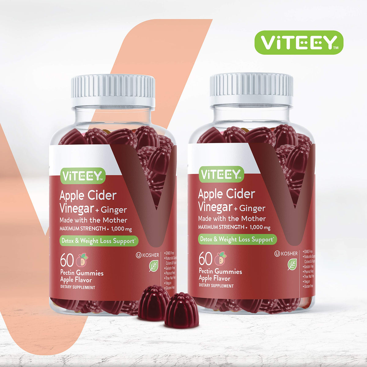 Viteey Apple Cider Vinegar Gummies Maximum Strength 1