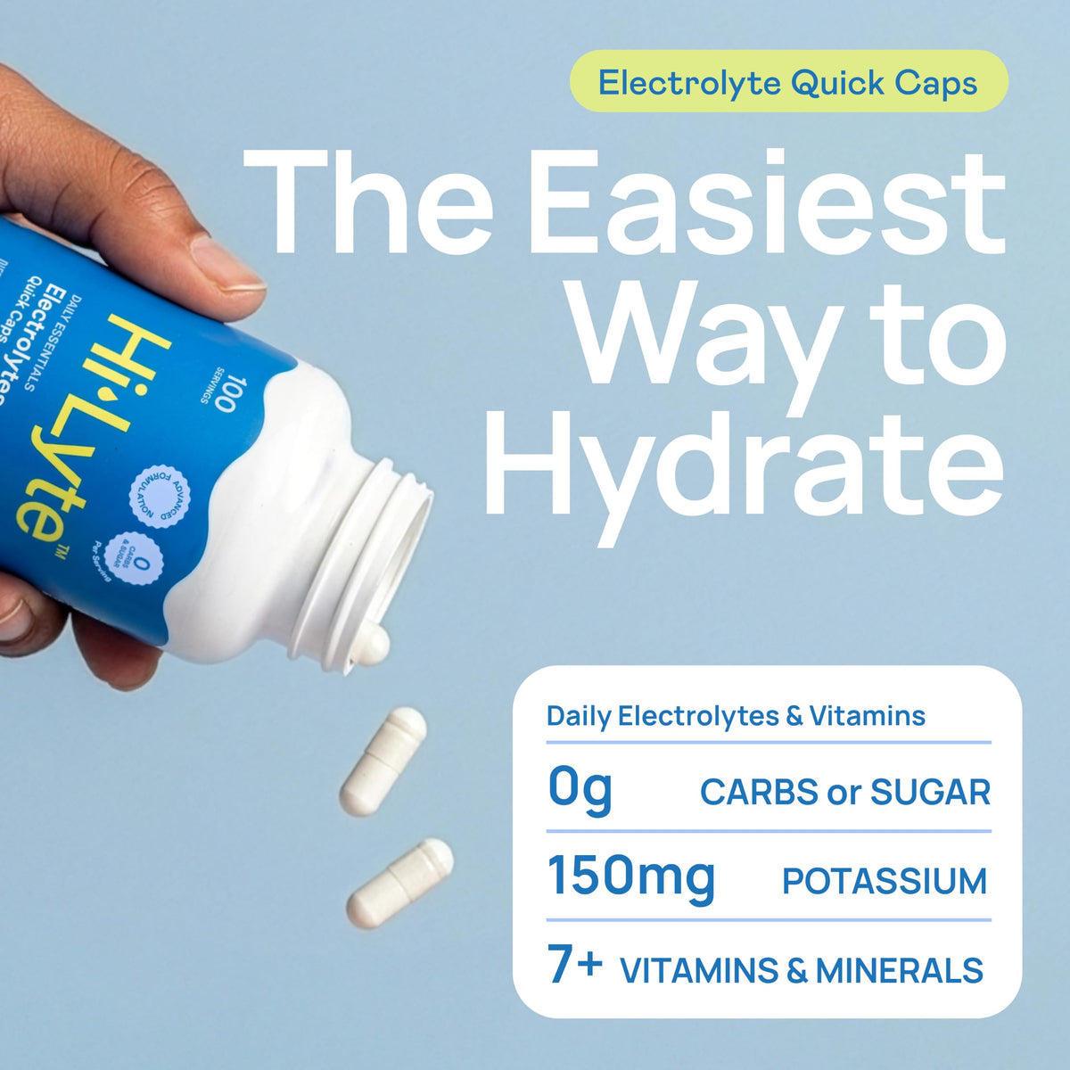 Hi-Lyte Daily Essentials Electrolytes Quick Caps Unflavored - 100 Capsules - image 2