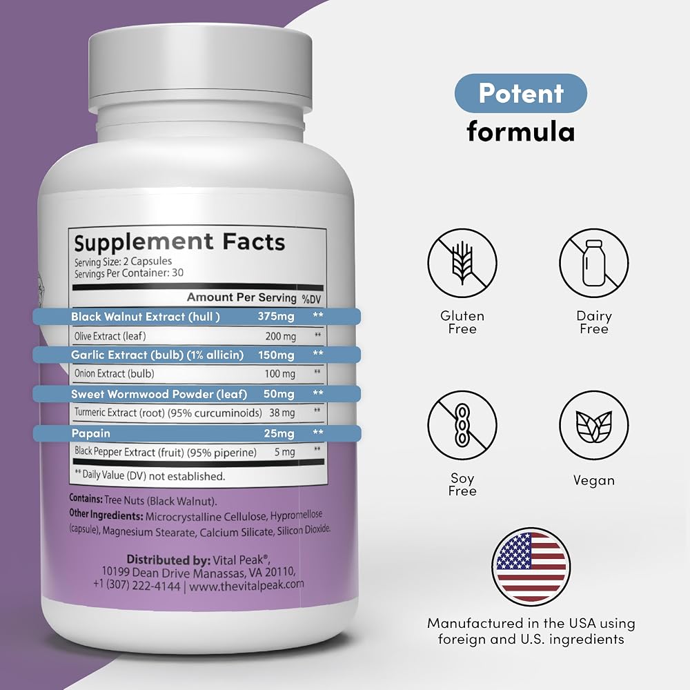 Vital Peak ParaCleanse Wormwood Black Walnut Digestive Support - 60 Capsules - image 2