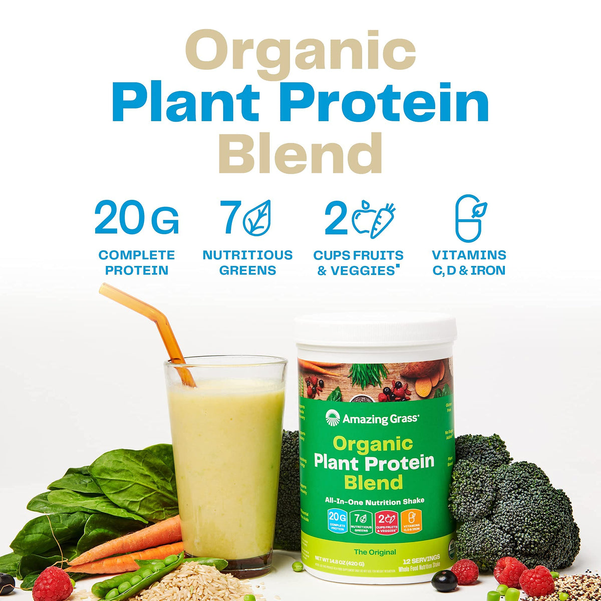 Amazing Grass Organic Plant Protein Blend: Vegan Protein Powder