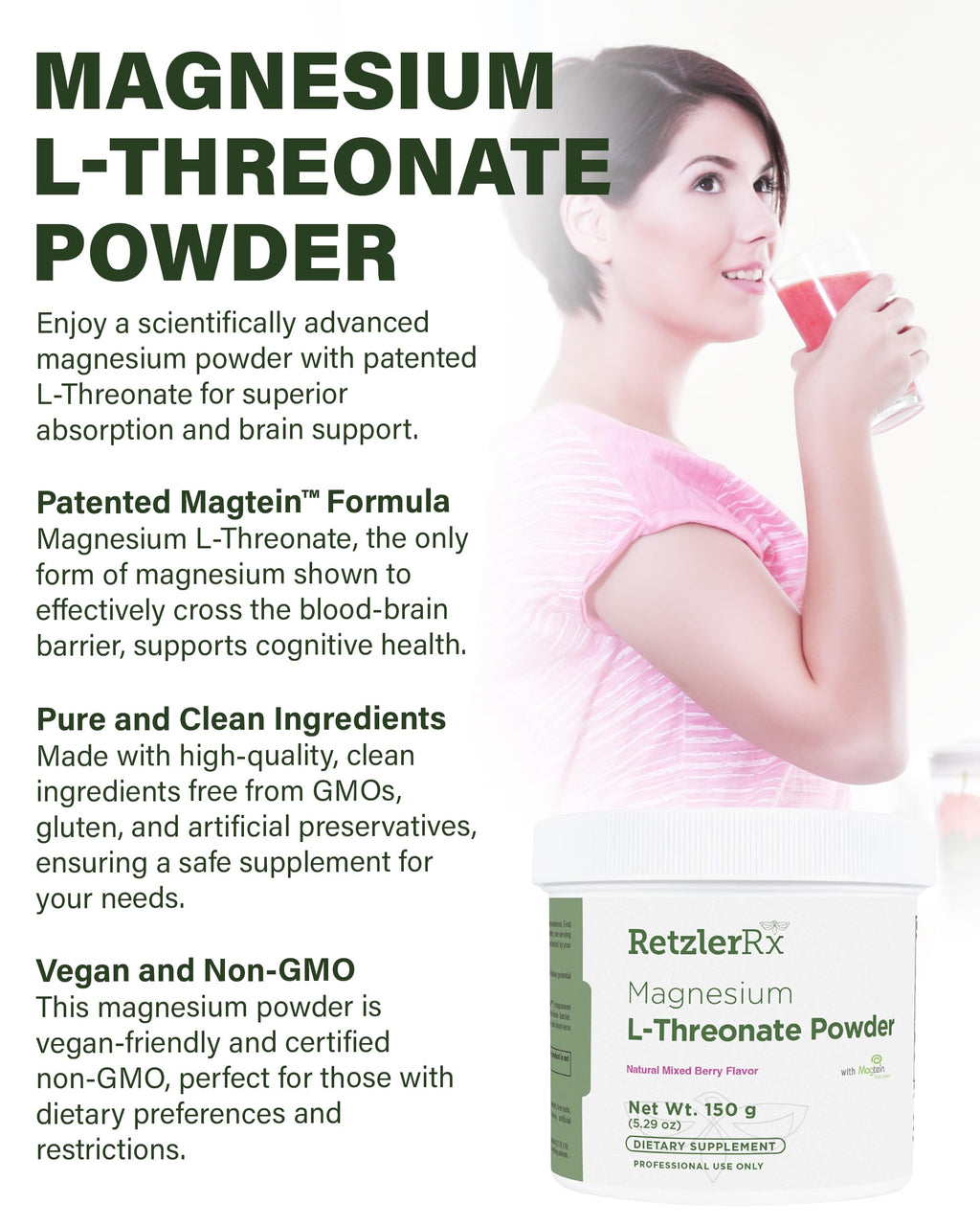 HormoneSynergy Magnesium L-Threonate Powder w/Magtein®- Magnesium