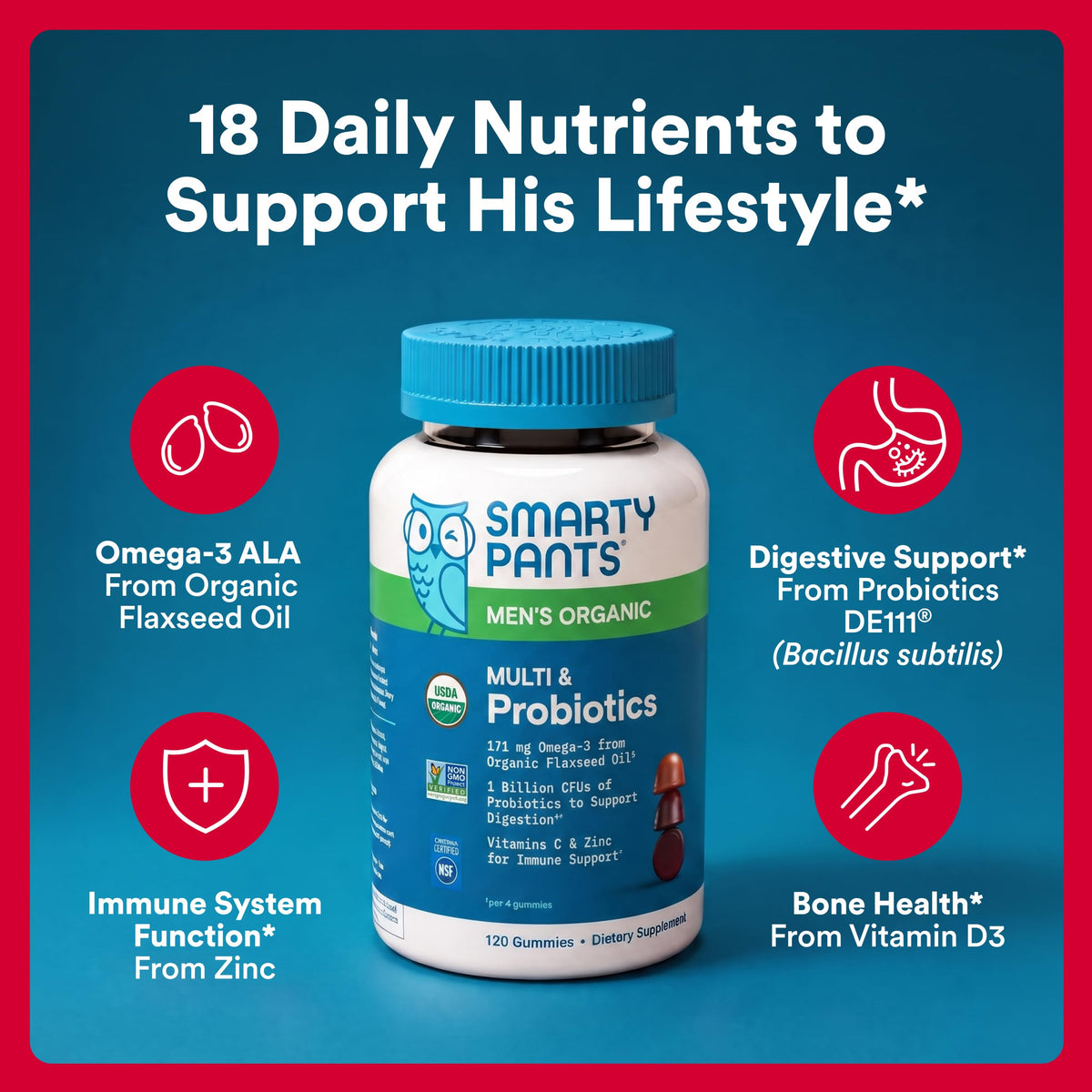 SmartyPants Organic Men's Multivitamin Gummies - 120 Gummies - image 2