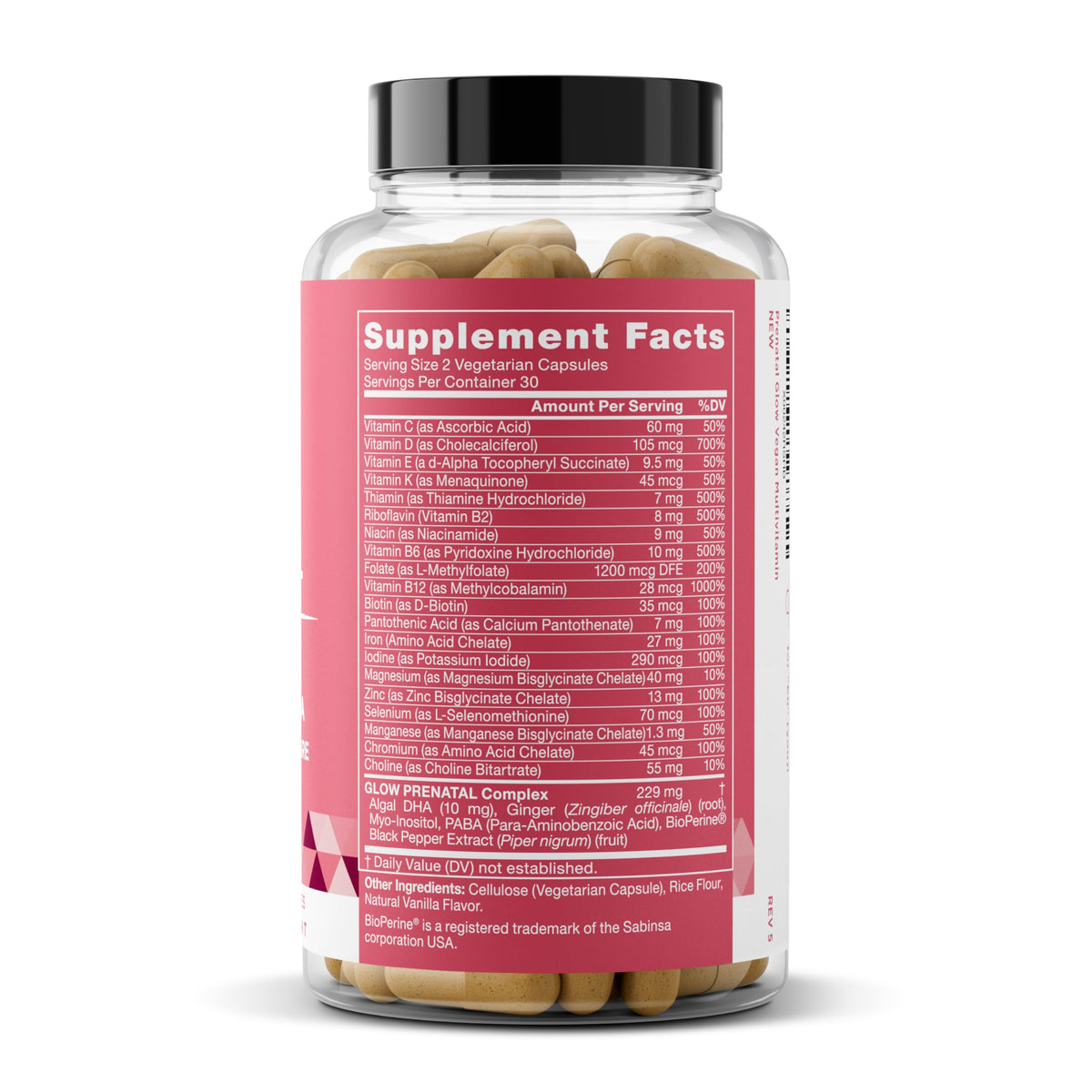 Eu Natural Glow Prenatal Vitamins with Folate & DHA - 60 Vegetarian Capsules - image 8