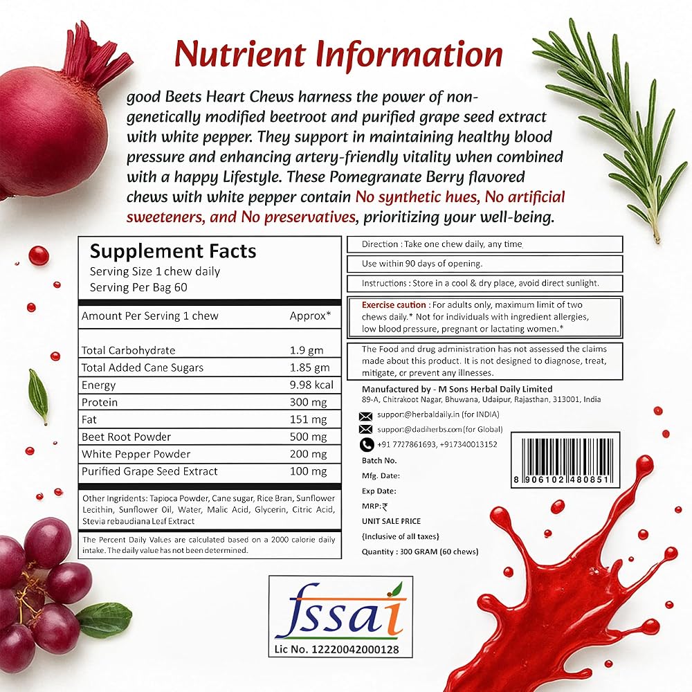 HERBAL DAILY Goodbeets Soft Chews Grape Seed Extract - 60 Count - image 6