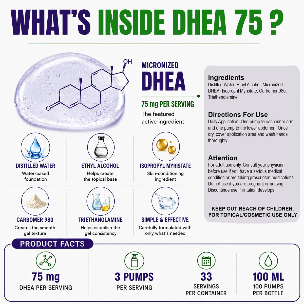 Androgenesis DHEA Topical Gel 75mg - 4 Fl Oz - image 3