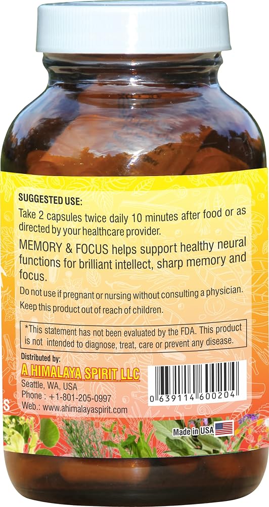 A Himalaya Spirit Memory & Focus Herbal Supplement - 120 Capsules - image 3