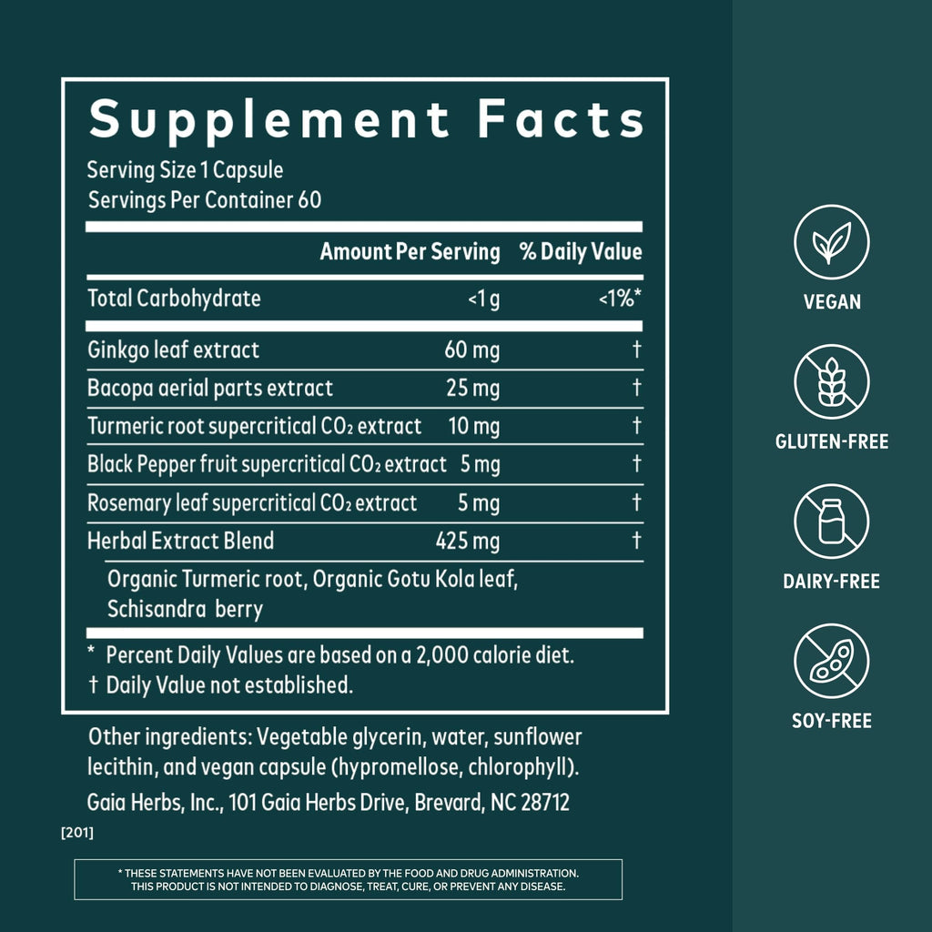 Gaia Herbs Agile Mind Brain Support - 60 Vegan Capsules - image 2