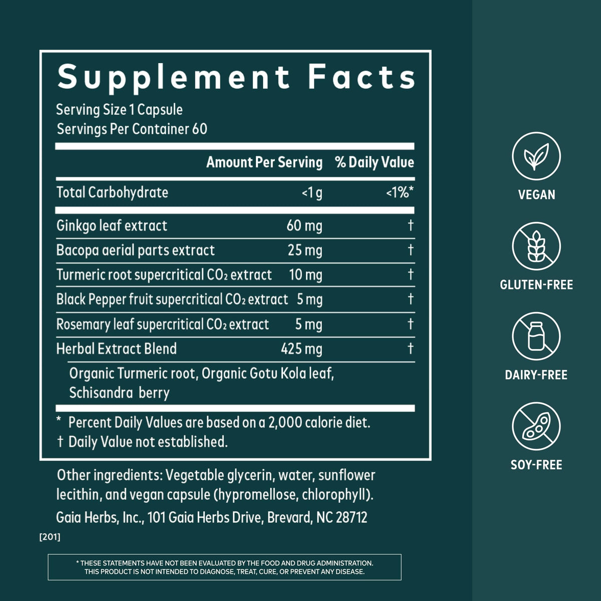 Gaia Herbs Agile Mind Brain Support - 60 Vegan Capsules - image 2