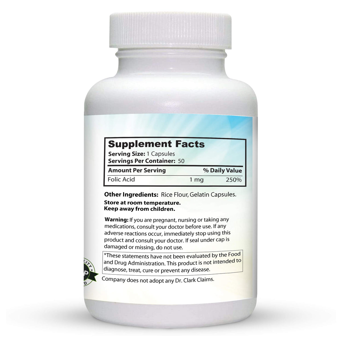 Dr Clark Folic Acid Vitamin B9 1mg Brain Support - 100 Capsules - image 4