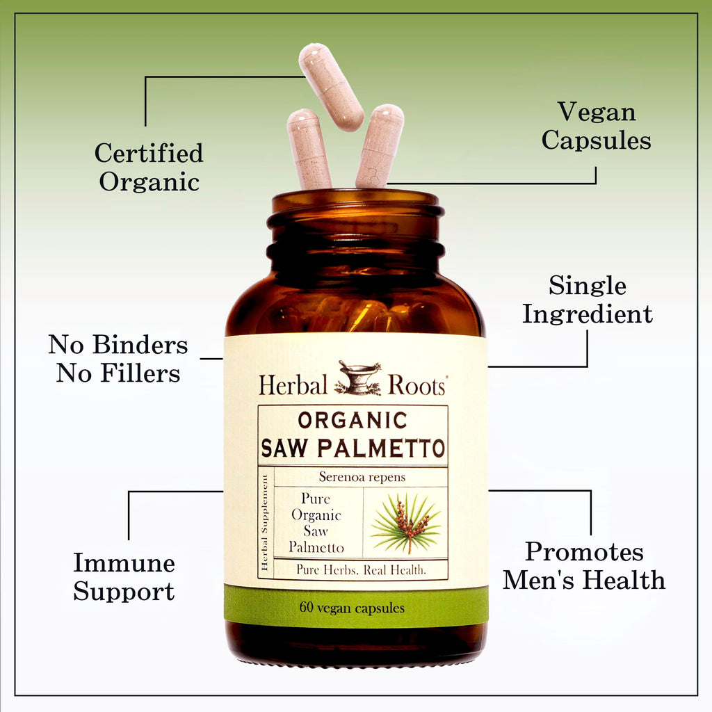 Herbal Roots Organic Saw Palmetto Supplement - 60 Vegan Capsules - image 6