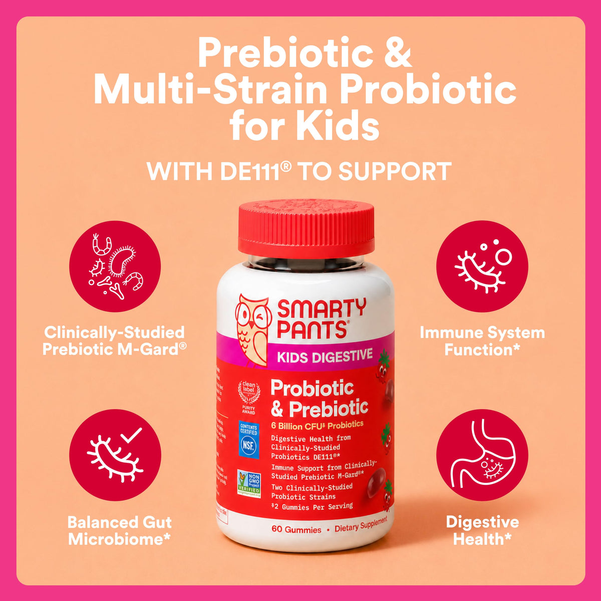 SmartyPants Kids Probiotic & Prebiotic Gummies for Digestive Health