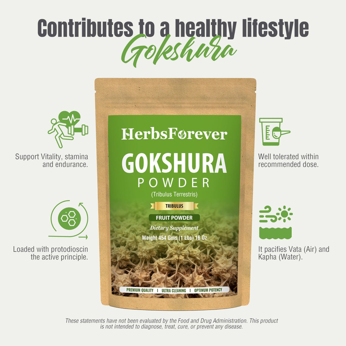 HerbsForever Gokshura Tribulus Terrestris Powder - 16 oz - image 7