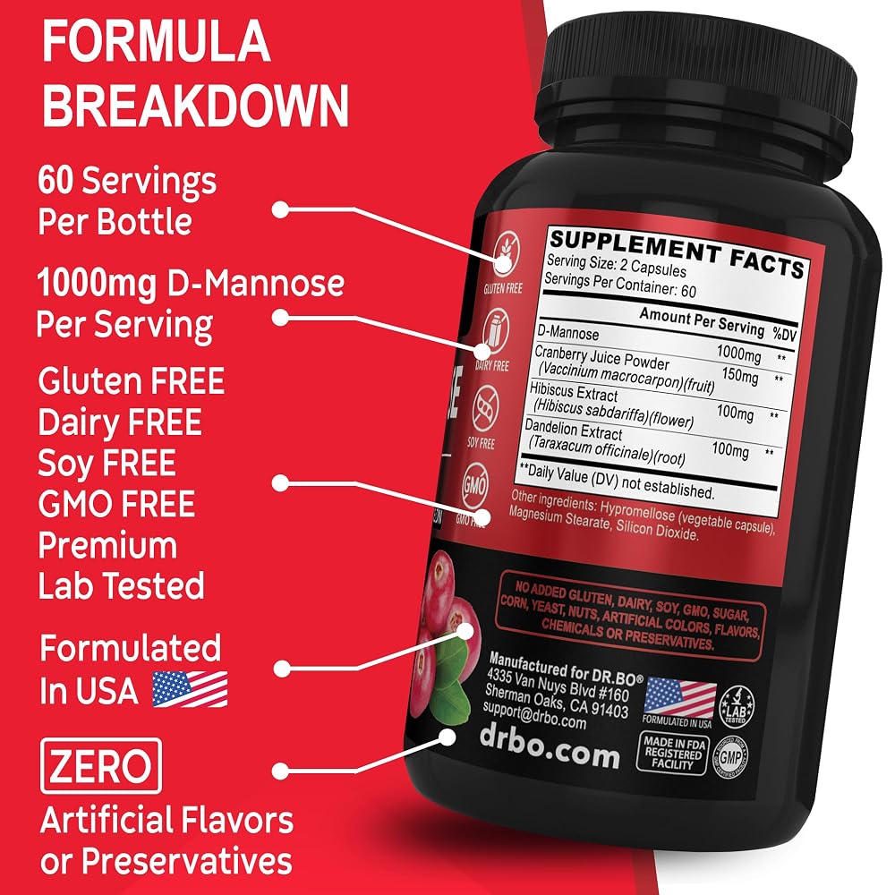 DR. BO D-Mannose 500mg Capsules for Urinary Tract Health - image 8