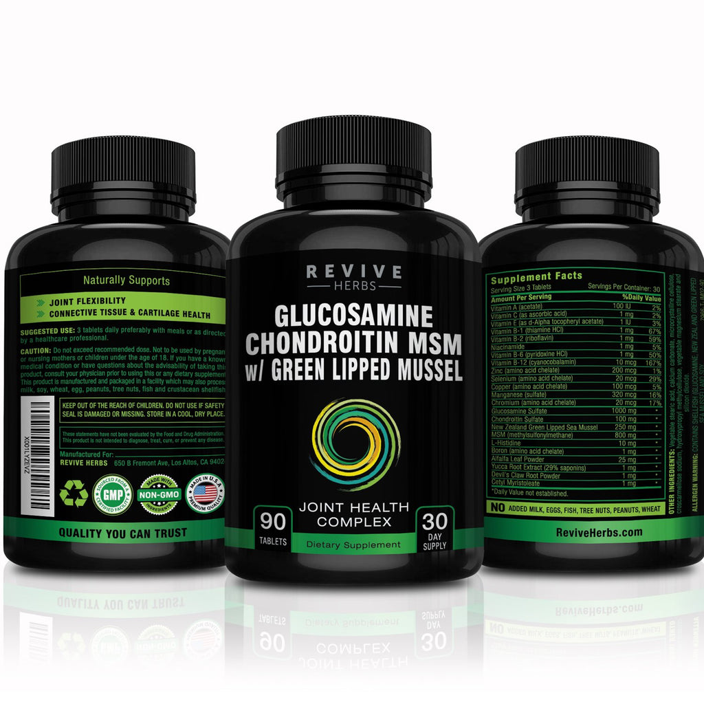 Revive Herbs Glucosamine Chondroitin MSM Joint Support - 90 Tablets - image 4