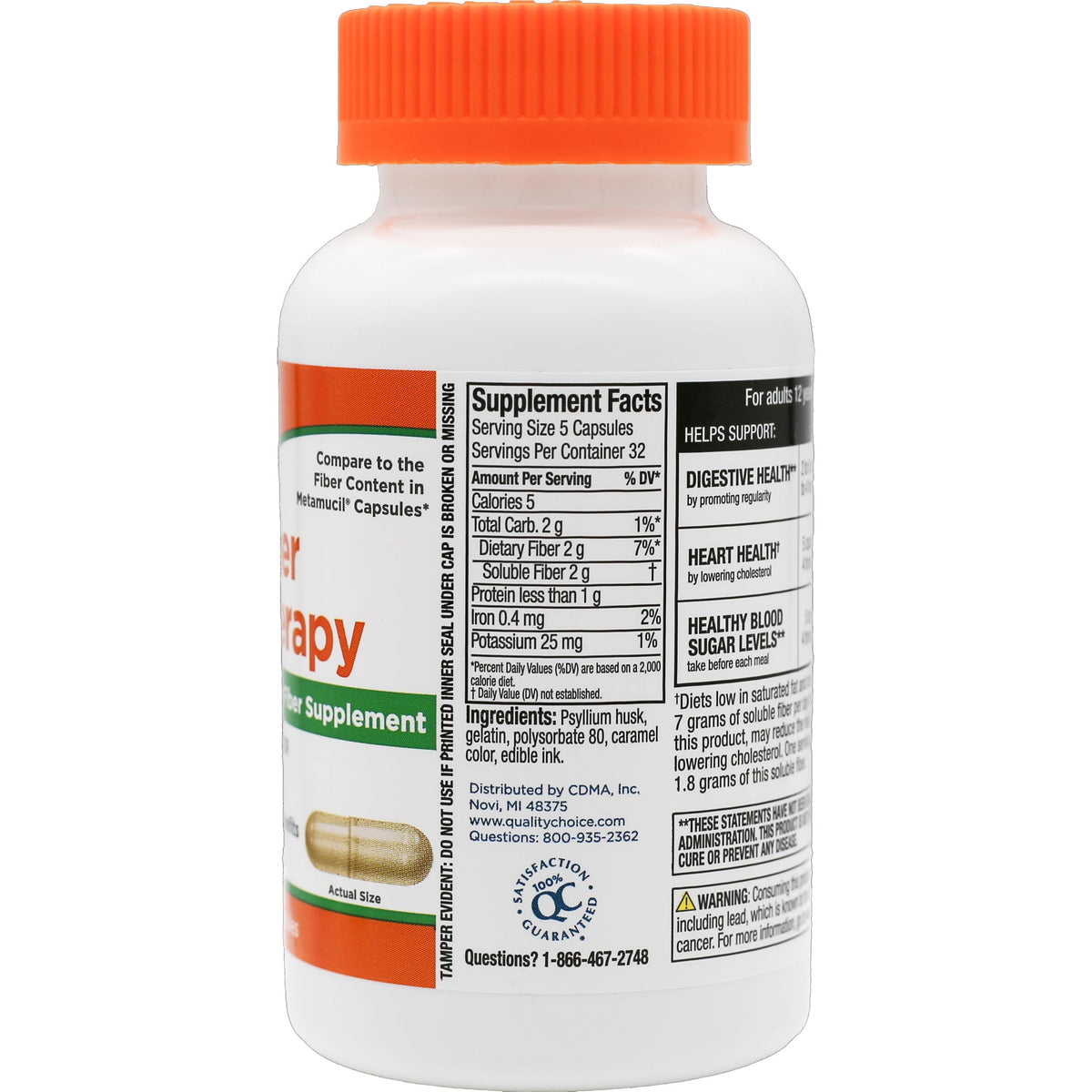 Quality Choice Fiber Capsule Laxative Supplement - 480 Capsules - image 4
